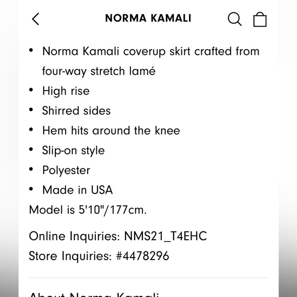 Norma Kamali NWT Diana shirred knee length skirt silver lame S. - Picture 6 of 6